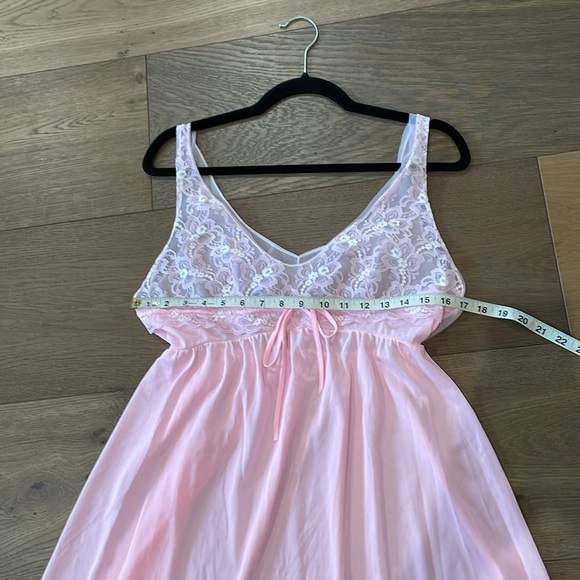 Vintage Montgomery Ward Pink Lace Slip Nightgown Dress Size Large Made In USA - Picture 11 of 13